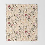 Spring Garden Flower Collection - Cream Throw Blanket Gallery Image 2