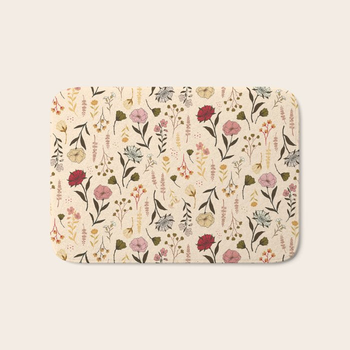 Spring Garden Flower Collection - Cream Bath Mat Gallery Image 1