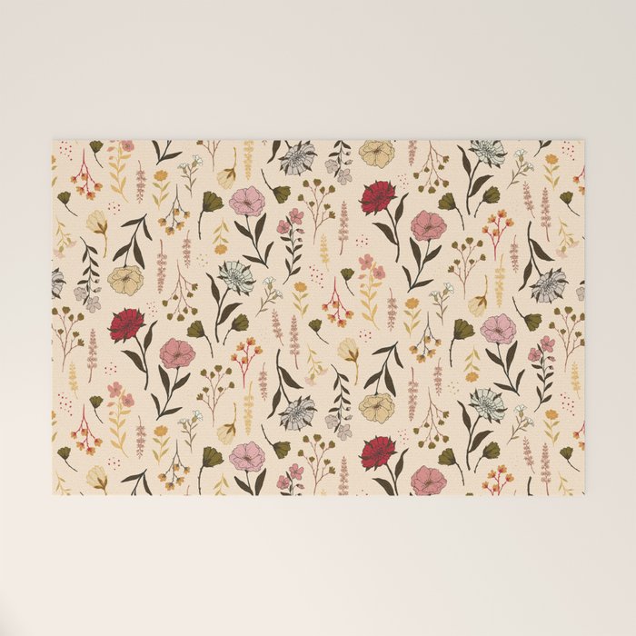 Spring Garden Flower Collection - Cream Welcome Mat Gallery Image 1