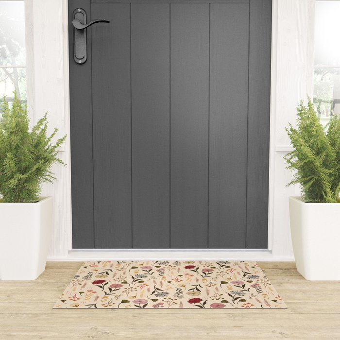 Spring Garden Flower Collection - Cream Welcome Mat Gallery Image 3