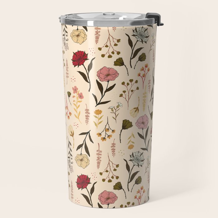 Spring Garden Flower Collection - Cream Travel Mug Gallery Image 2