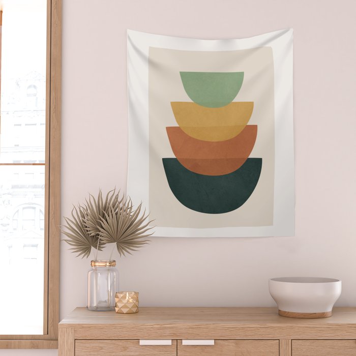 Colorful Abstract Shapes 1 Wall Tapestry Gallery Image 2