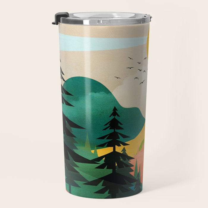 Colorful Morning in the Mountain Forest Travel Mug Gallery Image 3