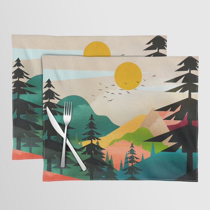 Colorful Morning in the Mountain Forest Placemat Gallery Image 1