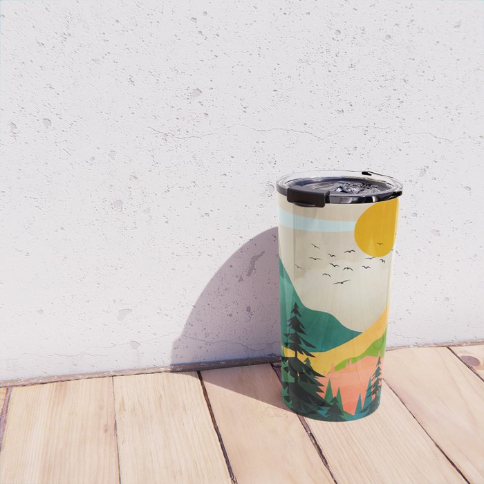 Colorful Morning in the Mountain Forest Travel Mug Gallery Image 4