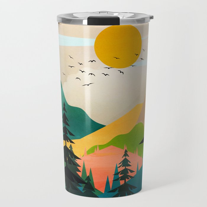 Colorful Morning in the Mountain Forest Travel Mug Gallery Image 1