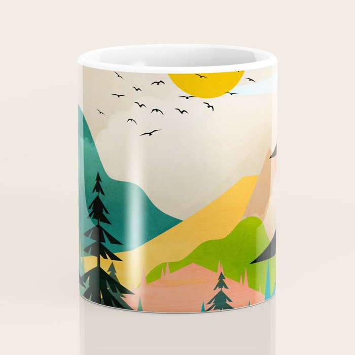 Colorful Morning in the Mountain Forest Coffee Mug Gallery Image 4