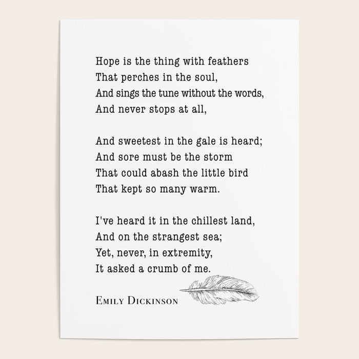 Emily Dickinson Hope is the thing with feathers  Poster Gallery Image 4