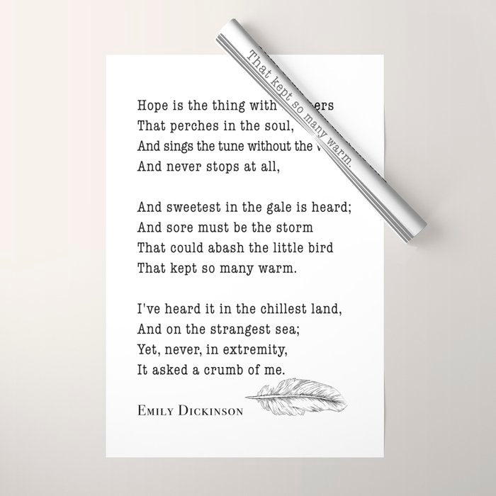 Emily Dickinson Hope is the thing with feathers  Wrapping Paper Gallery Image 1