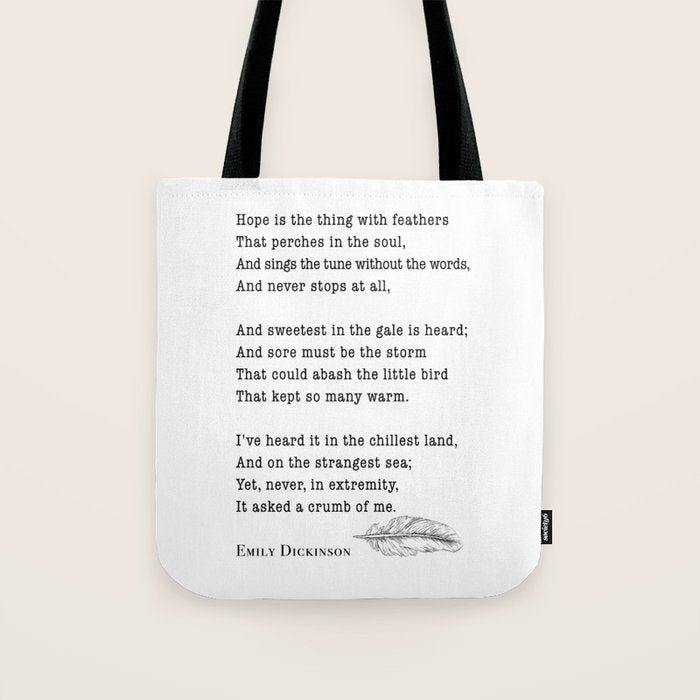Emily Dickinson Hope is the thing with feathers  Tote Bag Gallery Image 1