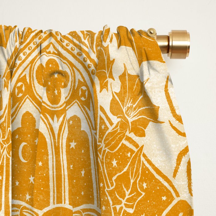 Gothic Halloween Damask - marigold and cream  Window Curtain Gallery Image 2