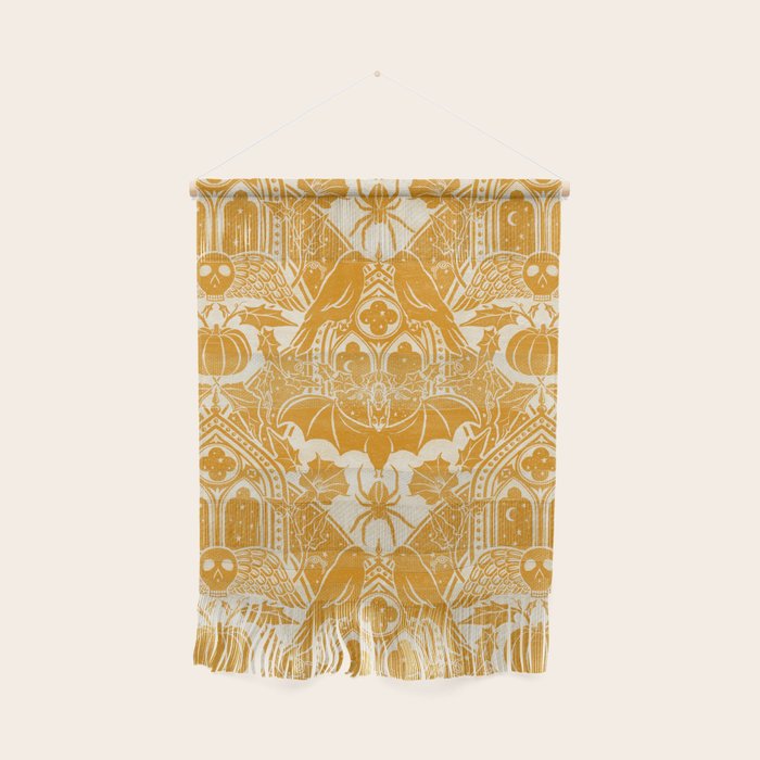 Gothic Halloween Damask - marigold and cream  Wall Hanging Gallery Image 1