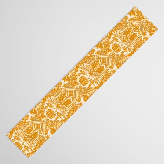 Gothic Halloween Damask - marigold and cream  Table Runner Gallery Image 3