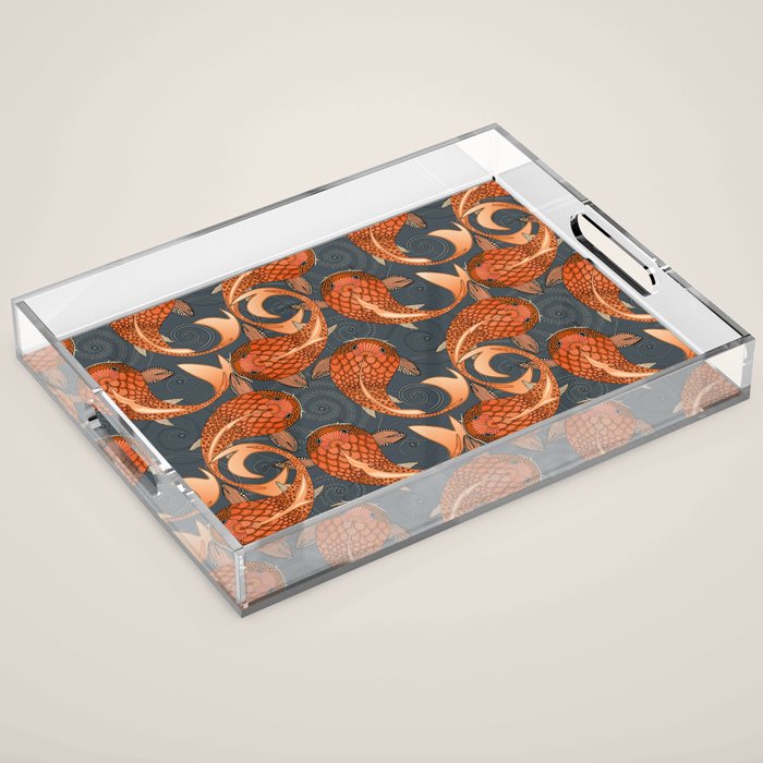 paisley fish gray Acrylic Tray Gallery Image 1
