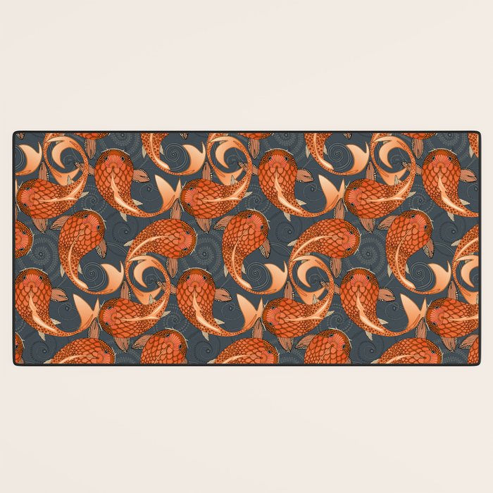 paisley fish gray Desk Mat Gallery Image 3