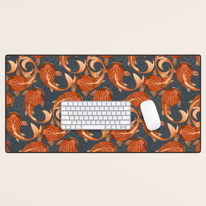 paisley fish gray Desk Mat Gallery Image 1