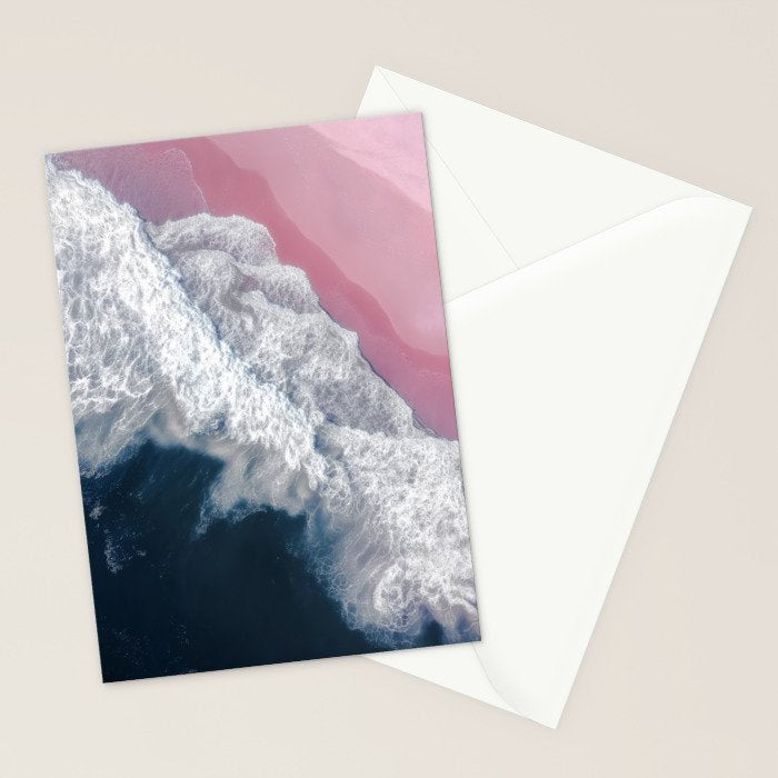 Pink Shoreline - Aerial Ocean Photography Print Stationery Card Gallery Image 2