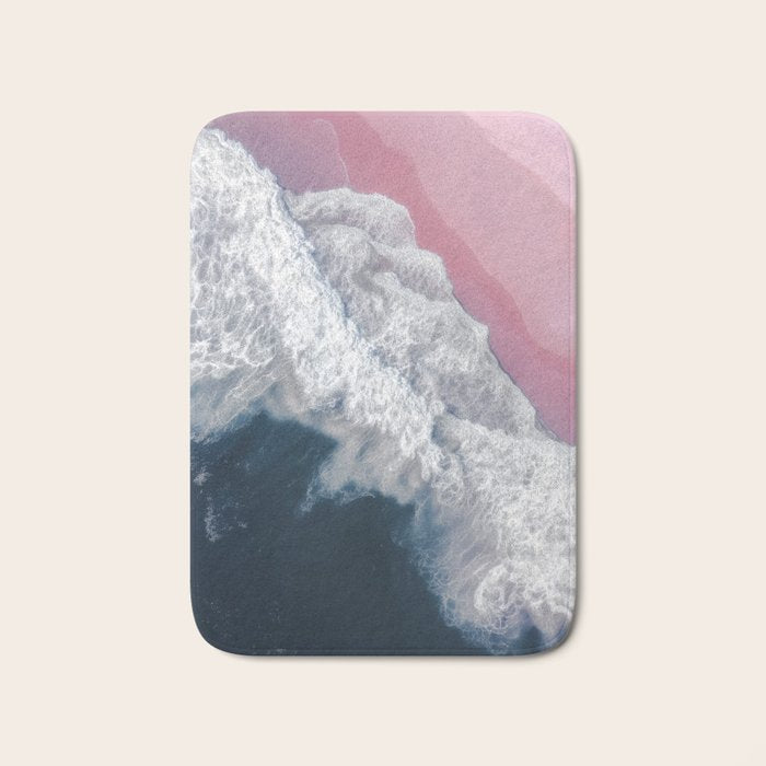 Pink Shoreline - Aerial Ocean Photography Print Bath Mat Gallery Image 1