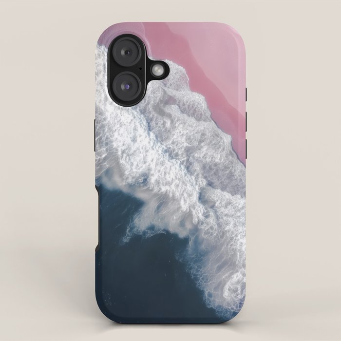 Pink Shoreline - Aerial Ocean Photography Print iPhone Case Gallery Image 1