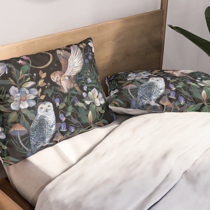 Owls Mushroom Magnolia Pillow Sham Gallery Image 2