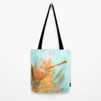 Music Soothes My Soul | Urban Hippie Bohemian Woman Playing the Guitar | Plant Lady Painting Tote Bag Gallery Image 2