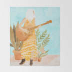 Music Soothes My Soul | Urban Hippie Bohemian Woman Playing the Guitar | Plant Lady Painting Throw Blanket Gallery Image 2