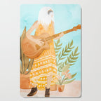Music Soothes My Soul | Urban Hippie Bohemian Woman Playing the Guitar | Plant Lady Painting Cutting Board Gallery Image 1