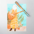 Music Soothes My Soul | Urban Hippie Bohemian Woman Playing the Guitar | Plant Lady Painting Wrapping Paper Gallery Image 1