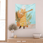 Music Soothes My Soul | Urban Hippie Bohemian Woman Playing the Guitar | Plant Lady Painting Wall Tapestry Gallery Image 2
