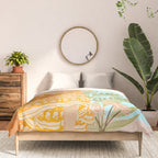 Music Soothes My Soul | Urban Hippie Bohemian Woman Playing the Guitar | Plant Lady Painting Comforter Gallery Image 3