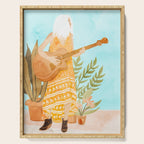 Music Soothes My Soul | Urban Hippie Bohemian Woman Playing the Guitar | Plant Lady Painting Serving Tray Gallery Image 1
