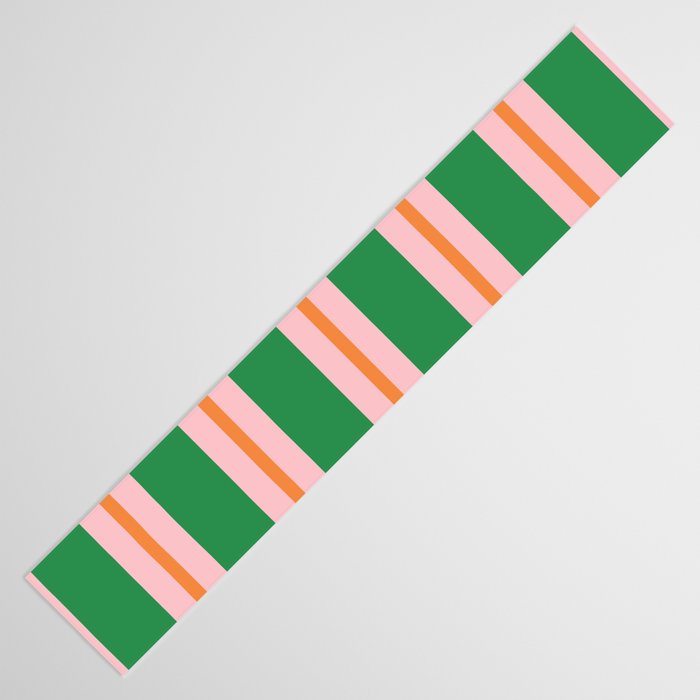 Bold Stripes Green Pink Orange Pattern Table Runner Gallery Image 3