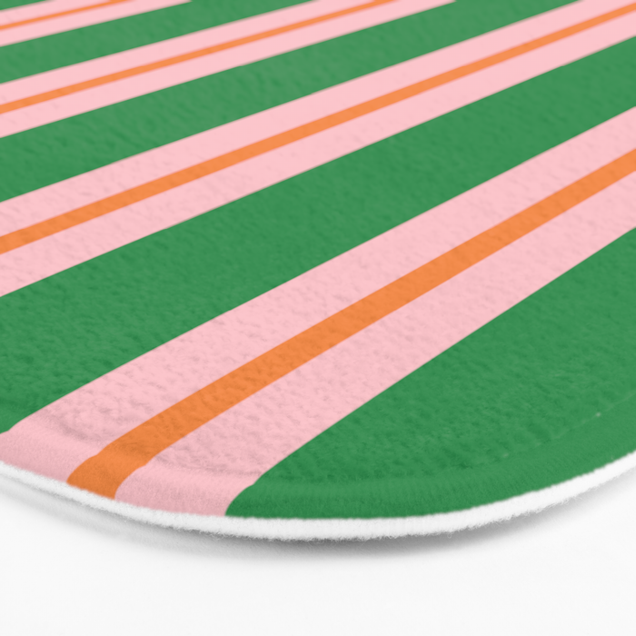 Bold Stripes Green Pink Orange Pattern Bath Mat Gallery Image 3