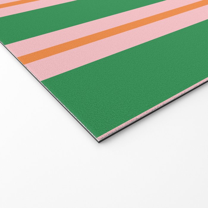 Bold Stripes Green Pink Orange Pattern Welcome Mat Gallery Image 2