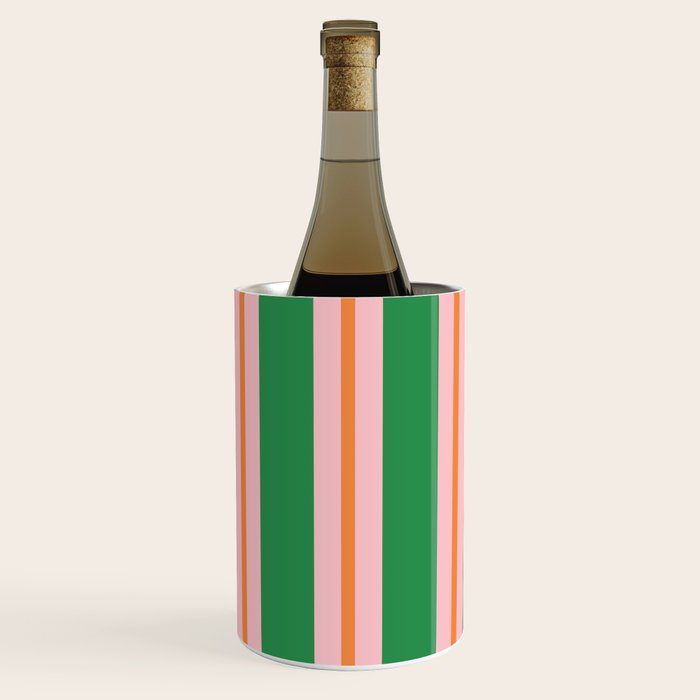 Bold Stripes Green Pink Orange Pattern Wine Chiller Gallery Image 1