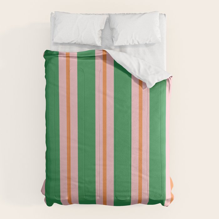 Bold Stripes Green Pink Orange Pattern Comforter Gallery Image 1