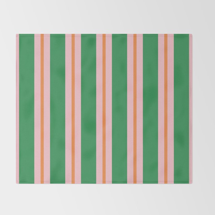 Bold Stripes Green Pink Orange Pattern Throw Blanket Gallery Image 2