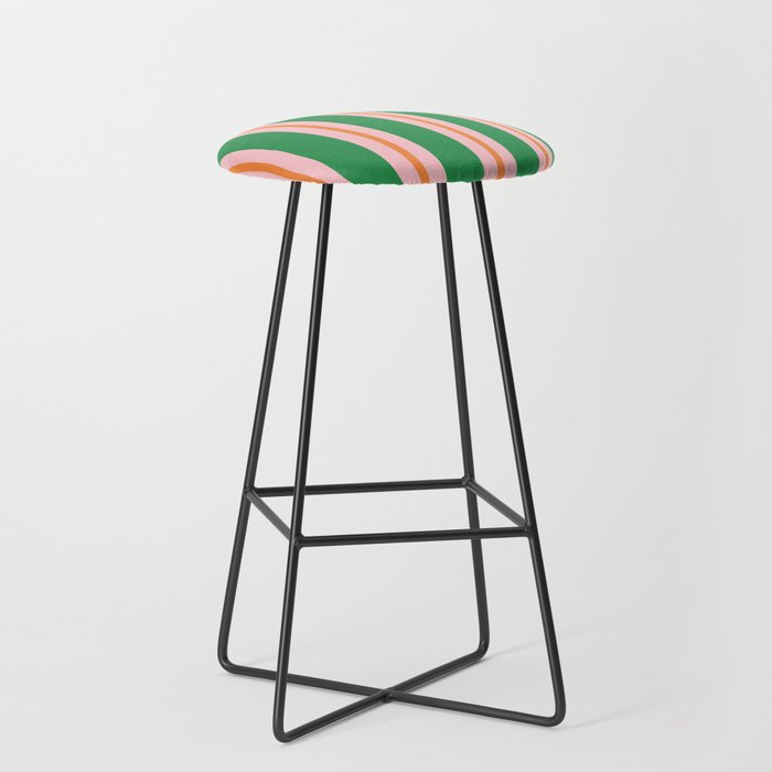 Bold Stripes Green Pink Orange Pattern Stool Gallery Image 1