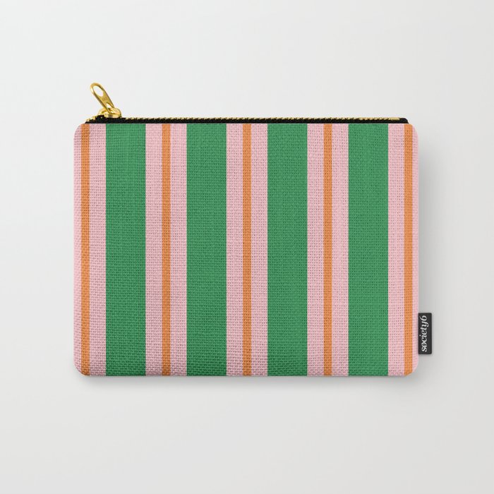 Bold Stripes Green Pink Orange Pattern Carry All Pouch Gallery Image 1
