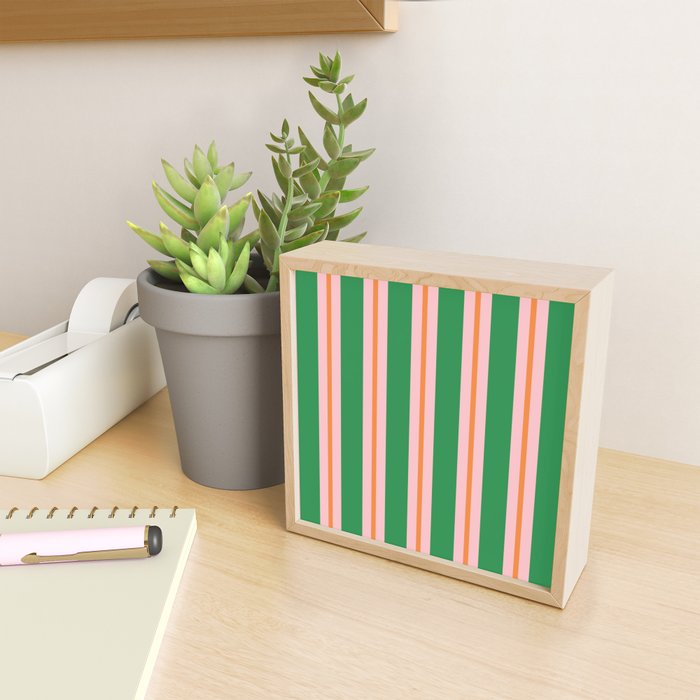 Bold Stripes Green Pink Orange Pattern Mini Art Print Gallery Image 2