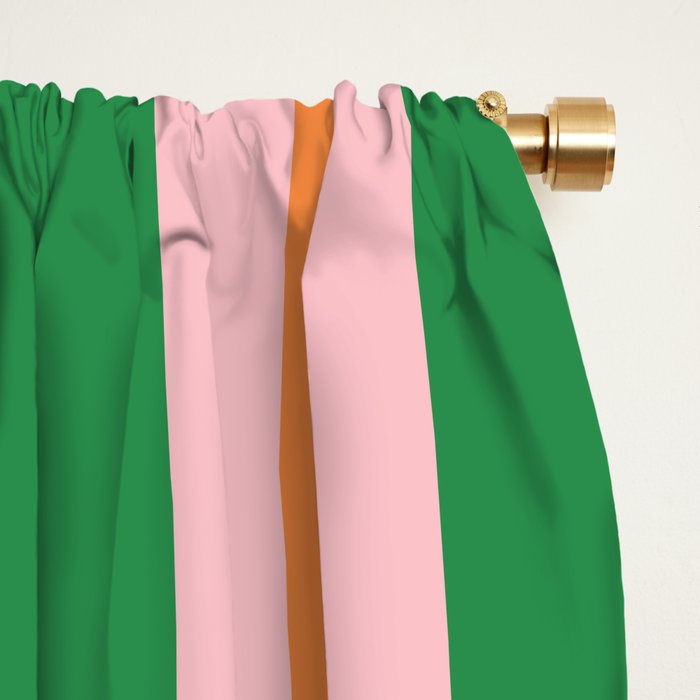 Bold Stripes Green Pink Orange Pattern Window Curtain Gallery Image 2