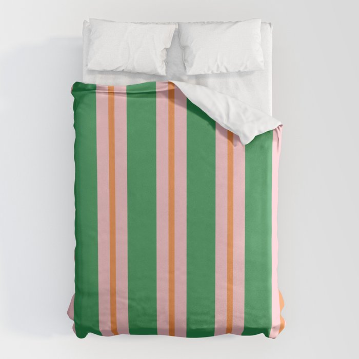 Bold Stripes Green Pink Orange Pattern Duvet Cover Gallery Image 6