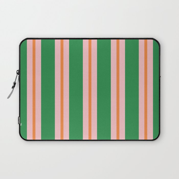 Bold Stripes Green Pink Orange Pattern Laptop Sleeve Gallery Image 1