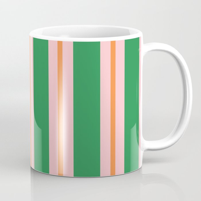 Bold Stripes Green Pink Orange Pattern Coffee Mug Gallery Image 1