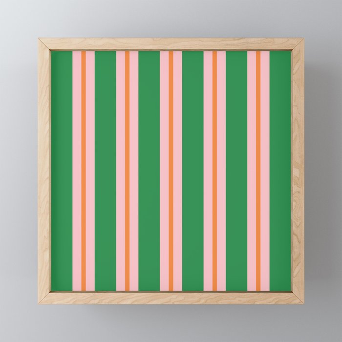 Bold Stripes Green Pink Orange Pattern Mini Art Print Gallery Image 1
