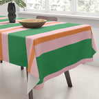 Bold Stripes Green Pink Orange Pattern Tablecloth Gallery Image 3