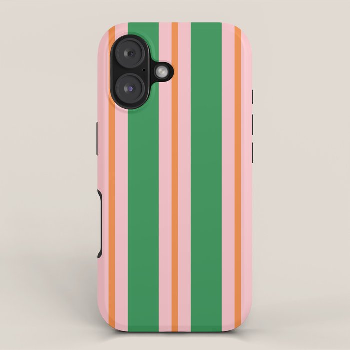 Bold Stripes Green Pink Orange Pattern iPhone Case Gallery Image 1