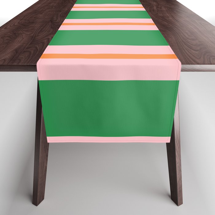 Bold Stripes Green Pink Orange Pattern Table Runner Gallery Image 1