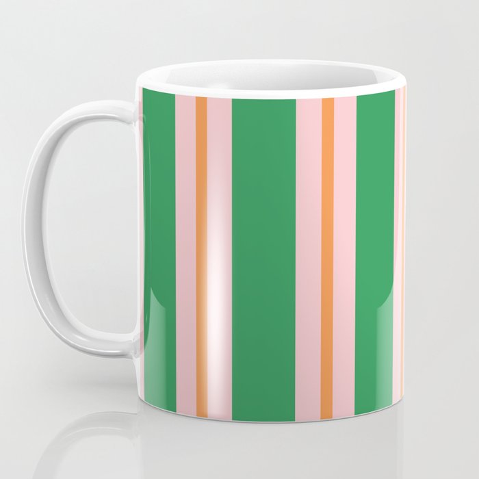 Bold Stripes Green Pink Orange Pattern Coffee Mug Gallery Image 3