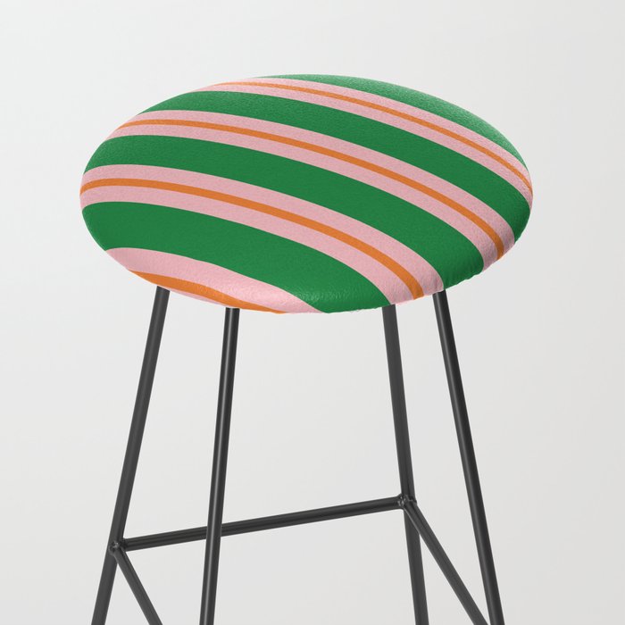 Bold Stripes Green Pink Orange Pattern Stool Gallery Image 2